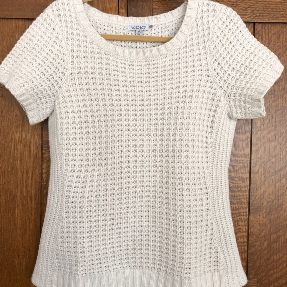 Cream colored Toad & Co short sleeve sweater